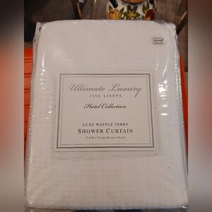 White Luxe Waffle Terry Shower Curtain 72" White Shower Curtain. Ultimate Luxury